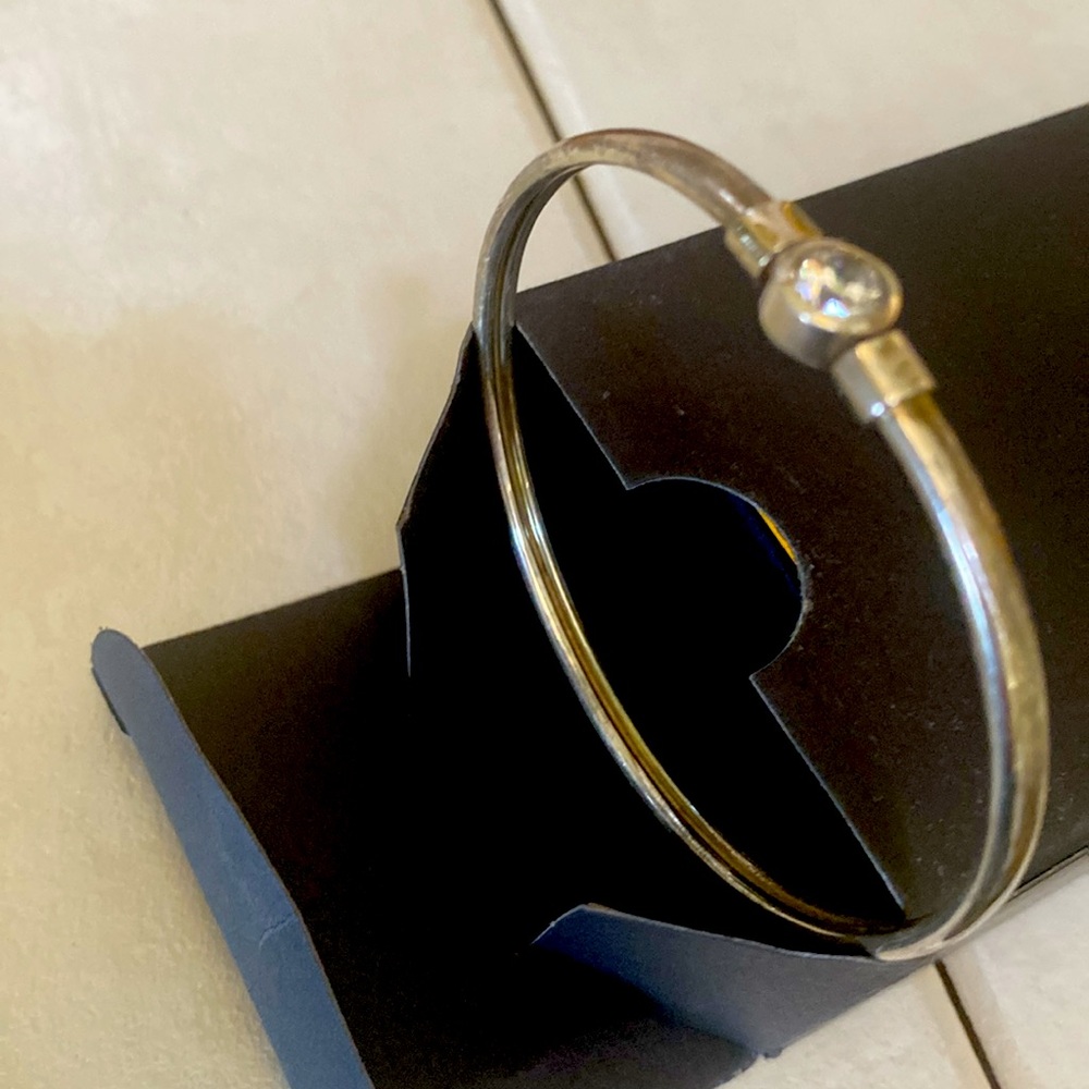 Sterling Silver Bangle With Solitaire Diamonique - image 4